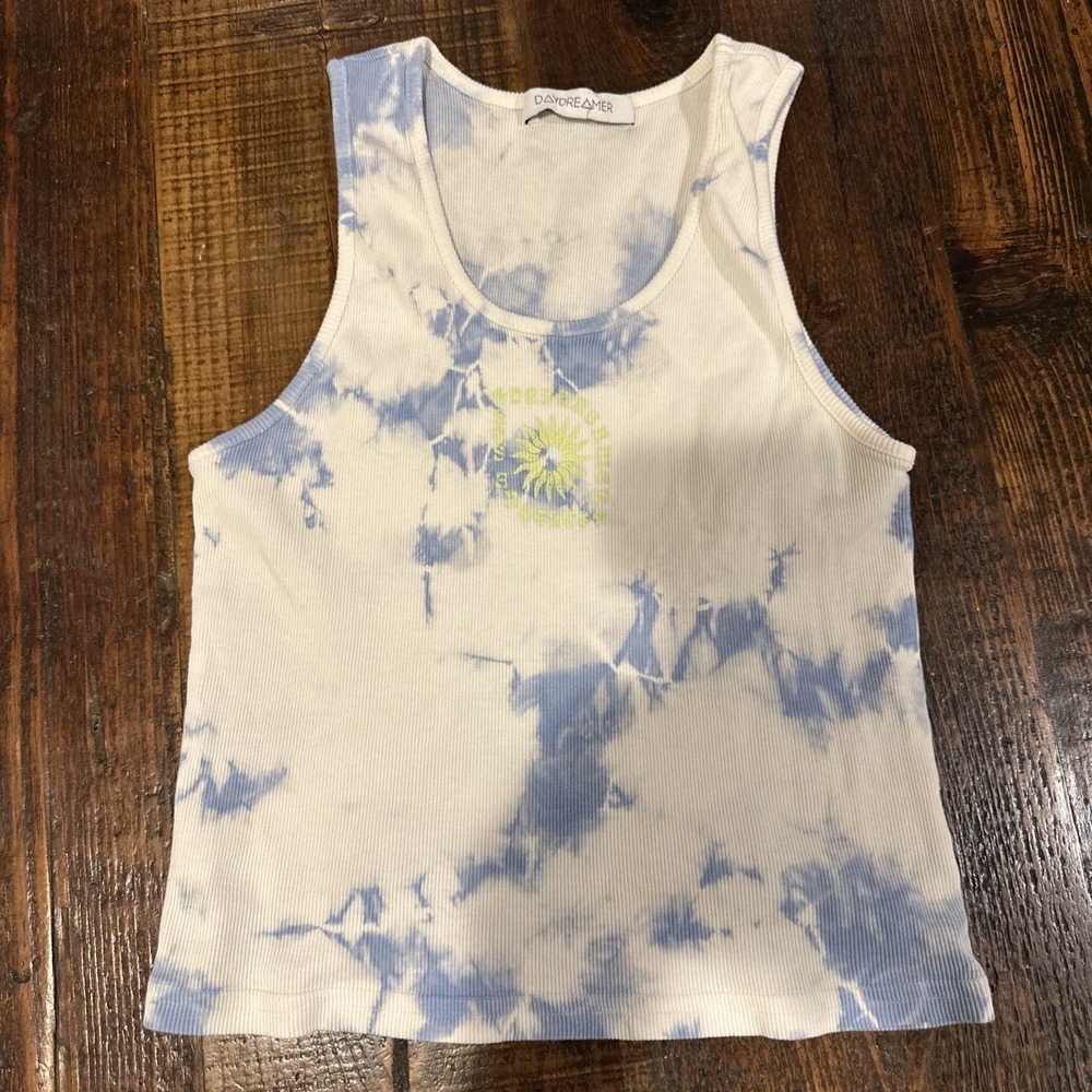 New DAYDREAMER LA M Eye Tie Dye Ribbed Tank Top In Periwinkle Cloud Women